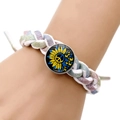 Bracelet tissé aux couleurs de l'Ukraine avec tournesol, papillon et signe de la paix - Style de Signe de Paix Tournesol (JY008085-7)