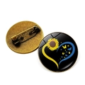 Brosche mit Ukraine-Flagge Sonnenblume und Schmetterlingen auf Bronze-Metallnadel - Herz Sonnenblume Schmetterling Stil (JY008070-3)