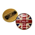 Vintage Keep Calm and Carry On broche met Union Jack-patroon en bronzen legering - Britse Vlag Stijl (JY008100-1)