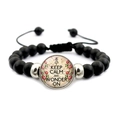Keep Calm and Wonder On schwarzes Perlenarmband mit verstellbarem Seil und Anhänger - Wunder Thema (JY008109-12)