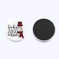 Christmas snowman magnet with red plaid patterns and 'baby it's cold outside' text - Winter Snowman Style (JY008092-12) / 25mm