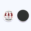 Detailed view of Christmas gnomes fridge magnets with red plaid and magnetic backing - Gnomes Style (JY008092-7) / 25mm