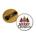 Spille di Natale in bronzo vintage con motivi leopardati e scozzesi su sfondo bianco - Stile Collage Albero di Natale (JY008093-1)