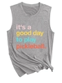Detail view of grey knit vest with pickleball print and decorative front hem knot - S / Light Gray