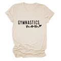 Detailed flat lay of beige gymnastics mom t-shirt showing soft fabric texture and print - S / Sand (Black Font)