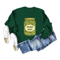 Dunkelgrünes Sweatshirt mit Pickle Slut-Print, Jeans und weißen Canvas-Schuhen flach - S / Dunkelgrün