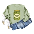 Detail of ribbed cuffs and high-definition pickle slut print on green sweatshirt - S / Olive Green