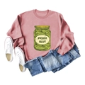Flat lay detail of pink pickle slut sweatshirt with blue jeans and white canvas shoes - S / Rose Gold