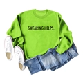 Piatto di felpa verde neon con stampa nera SWEARING HELPS e abbinamento casual - S / Verde Fluorescente (Carattere Nero)