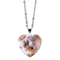 Dettaglio della collana a cuore d'argento con foto di gatto personalizzata - Foto Gatto di Colore Chiaro (JY008167-12)