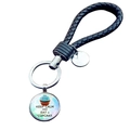 Keep Calm and Eat a Cupcake keychain with black braided leather rope and metal ring - Eat Cupcake(JY008104-10)