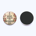 Lot de magnets ronds avec illustration vintage et slogan Keep Calm pour réfrigérateur - Slogan Wonder On (JY008106-12)