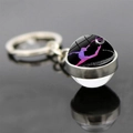 Artistic gymnastics keychain with purple glass dome pendant and silver metal ring - Jy008149-12