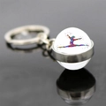 Macro shot of rhythmic gymnastics glass ball keychain with watercolor silhouette and reflection - Colorful Watercolor Leap Style (JY008149-8)