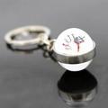 Artistic gymnastics keychain featuring colorful watercolor silhouette in a glass orb - Elegant Leap Style (JY008149-6)