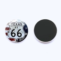Macro view of Route 66 glass fridge magnets with black soft magnetic back and Texas design - Texas Theme Style (JY008192-8)