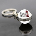 Detail of Christmas keychain with glass cabochon featuring a snowman and festive text - Baby It's Cold Outside Snowman (JY008175-12)