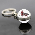 Christmas reindeer keychain with double-sided glass ball pendant and Merry Christmas text - Classic Plaid Reindeer (JY008175-9)