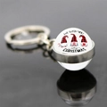 Christmas double-sided glass ball keychain with festive gnomes and Merry Christmas message - Christmas Gnomes with Plaid Hats (JY008175-7)