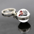 Close-up of glass dome snowman keychain with There's Snow Place Like Home text - Snowman with Plaid Scarf (JY008175-4)