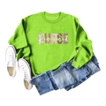 Détail du sweat vert néon avec imprimé Registered NURSE et texture en coton doux - S / Vert Fluorescent (Motif Blanc)