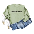 Sweat-shirt vert sauge avec inscription noire SWEARING HELPS imprimée sur fond blanc - S / Vert Olive (Police Noire)