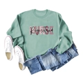 Flat lay of mint green sweatshirt with NURSE Registered print and denim shorts - S / Light Green (Black Pattern)