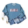 Blue Registered Nurse crewneck sweatshirt styled with denim shorts and white sneakers - S / Blue (White Pattern)