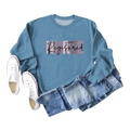 Flat lay of foggy blue long sleeve sweatshirt featuring Registered NURSE lettering design - S / Blue (Black Pattern)