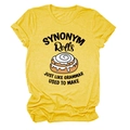 Detail of heathered yellow T-shirt showing cinnamon roll print and soft cotton texture - Yellow (Black Text)
