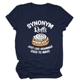 Navy blue cotton T-shirt with SYNONYM Rolls graphic print in a loose casual fit - Navy Blue (White Text)