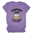 Short sleeve heather purple T-shirt featuring funny Synonym Rolls graphic print - Purple (Black Text)