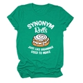 Detailed view of green cotton T-shirt featuring SYNONYM Rolls graphic print and typography - Ink Green (White Text)