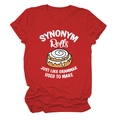 Close-up of red cotton T-shirt featuring funny Cinnamon Rolls graphic and white text - Red (White Text)