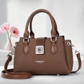 Brown leather tote bag for women with dual handles and adjustable shoulder strap - Coffee