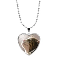 Collier avec pendentif en forme de cœur orné d'un chat brun mignon et chaîne à billes - Profil de Chat Tigré Brun (JY008172-13)