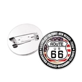 Vintage Route 66 badge set with American flag design and metal pin backings - Star Spangled Banner Highway Sign (JY008184-3)