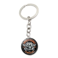 Porte-clés Route 66 vintage avec médaillon en verre et motif moto sur alliage argenté - Motif de Moto Vintage (JY008196-1)