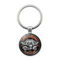 Porte-clés rétro Route 66 en alliage avec design iconique de moto et d'ailes vintage - Style Classique Ailes de Moto (JY008181-1)