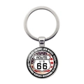 Porte-clés Route 66 rétro avec drapeau US et 8 noms d'états en alliage de zinc poli - Style Bouclier Fond Drapeau Étoilé (JY008181-3)