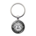 Porte-clés Route 66 en alliage avec dôme en verre et noms des États américains - Style Liste des Huit États (JY008181-2)