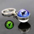 Luminous butterfly fairy keychain with double-sided glass ball glowing in the dark - Purple Moon Night Luminous Elf Style (JY008269-10)