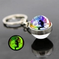 Detailed view of luminous butterfly fairy glass ball keychain with green glowing effect - Elf Fairy Colorful Dreamy Style (JY008269-9)
