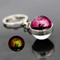 Détail du porte-clés lumineux en verre avec fée et papillon brillant dans le noir - Style nuit de lune d'elfe rose-violet (JY008269-4)