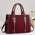 Vintage burgundy tote bag with knit texture panel and gold hardware in a studio setting - 30x12x22cm / Burgundy