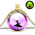 Glow-in-the-dark butterfly fairy pendant showing green fluorescence in dark - Moonlit Night Fairy Style (JY008273-8)