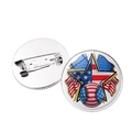 Round American flag baseball sports badges with secure safety pin back on white background - Pentagram and Baseball (JY008284-10)