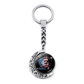 Detail of a 2023 rotating baseball keychain with US flag pattern and metal filigree - Baseball Glove Pitcher Silhouette (JY008286-9)
