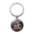 Macro detail of USA flag baseball keychain with Just A Boy Who Loves Baseball slogan - Boy Who Loves Baseball Style (JY008280-12)