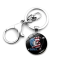 US flag baseball 2023 commemorative keychain with metal lobster clasp for bags - Stars Stripes Glove and Baseball 2023 (JY008308-9)